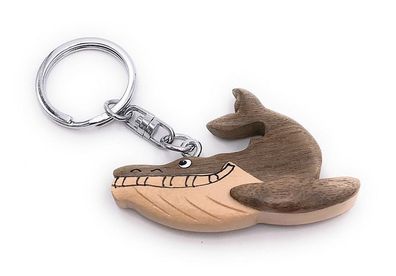 Handmade Holz Schlüsselanhänger Pottwal Wal Ozean Zahnwal grinsend Meer Anhänger