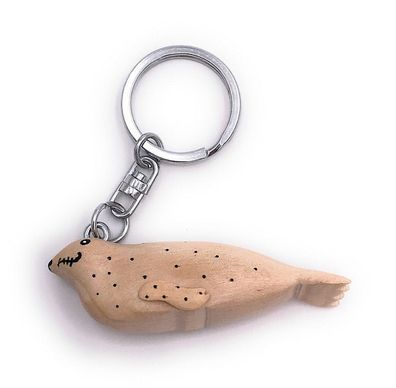 Handmade Holz Schlüsselanhänger Robbe Seelöwe Seehund Tier Wasser Strand Säugeti