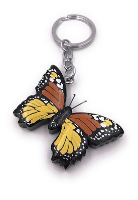Handmade Holz Schlüsselanhänger Schmetterling Falter schwarz Insekt Anhänger