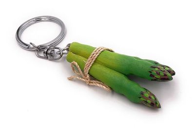 Handmade Holz Schlüsselanhänger Spargel grün Gemüse Nahrung Essen Anhänger