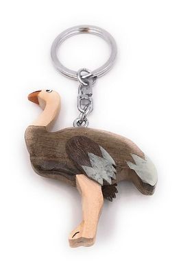Handmade Holz Schlüsselanhänger Strauß Vogel Laufvogel Storch Tier Afrika Sahara