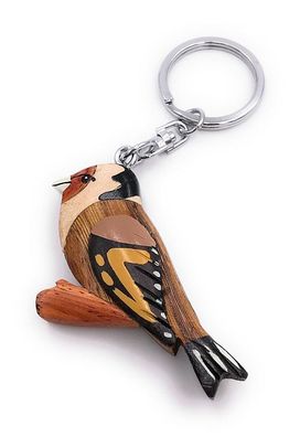 Handmade Holz Schlüsselanhänger Vogel Eule Sittich Kauz auf Ast Sittich