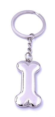 Knochen Bone Hundeknochen Schlüsselanhänger Keychain Silber Metall