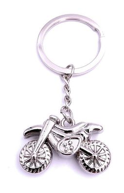 Motorrad Cross Bike Schlüsselanhänger Keychain Silber Metall