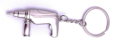 Schlagbohrer Bohrmaschine Schlüsselanhänger Keychain Silber aus Metall