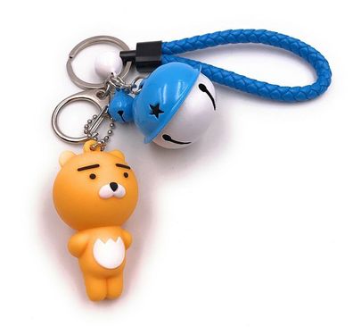 Schlüsselanhänger Bär Bärchen Teddy mit blauer Glocke Band Anhänger Keychain
