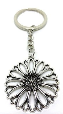 Schlüsselanhänger Blume Flower Blüte Sumpf Silber Metall Anhänger Charm