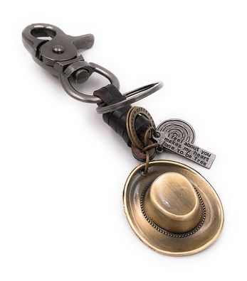 Schlüsselanhänger Cowboyhut Leder gold bronze silber Anhänger Keychain