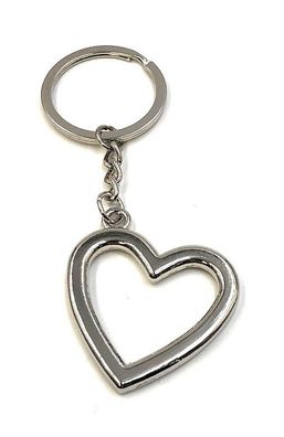 Schlüsselanhänger Durchsichtiges Herz Silber Rahmen Metall Anhänger Charm