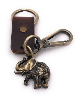 Schlüsselanhänger Elefant Dickhäuter Rüsseltier bronze Leder Anhänger Keychain