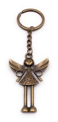 Schlüsselanhänger Engel mit langen Beinen Elfe Fee bronze Anhänger Keychain
