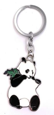 Schlüsselanhänger Essender Panda Bär Bambus Metall Anhänger Charm