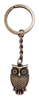 Schlüsselanhänger Eule auf dem Baum bronze Metall Anhänger Charm