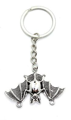 Schlüsselanhänger Fledermaus hängend Silber Metall Anhänger Charm
