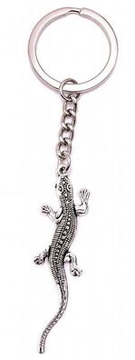 Schlüsselanhänger Gecko Salamander silber Metall Anhänger Charm