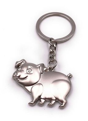 Schlüsselanhänger Glücksschwein Schweinchen Silvester Symbol silber Anhänger