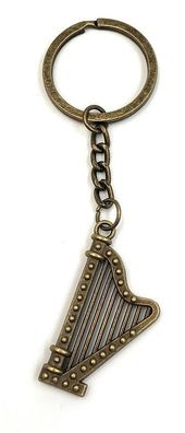 Schlüsselanhänger Harfe Instrument Bronze Metall Anhänger Charm