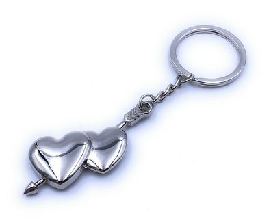 Schlüsselanhänger Herz Doppelherz Liebe Pfeil silber Anhänger Keychain