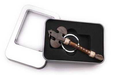 Schlüsselanhänger Holz Axt Waffe Wikinger Kampfaxt Anhänger in Geschenkbox