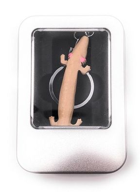 Schlüsselanhänger Holz Echse Eidechse pink Salamander Kriechtier in Geschenkbox