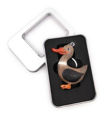 Schlüsselanhänger Holz Ente Stockente Gänsevogel Vogel Wassertier in Geschenkbox