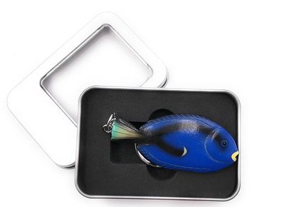 Schlüsselanhänger Holz Fisch Meer Wasser Flosse Wirbeltier blau in Geschenkbox