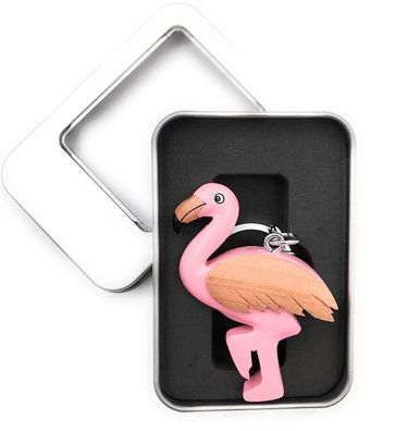 Schlüsselanhänger Holz Flamingo pink Rosaflamingo Vogel Tier in Geschenkbox