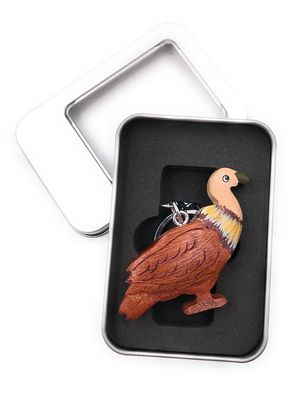 Schlüsselanhänger Holz Geier Vogel Greifvogel Rabengeier Anhänger in Geschenkbox