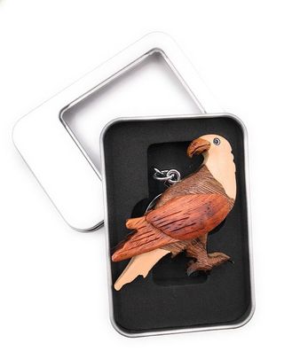 Schlüsselanhänger Holz Greifvogel Geier Adler Vogel Tier Anhänger in Geschenkbox