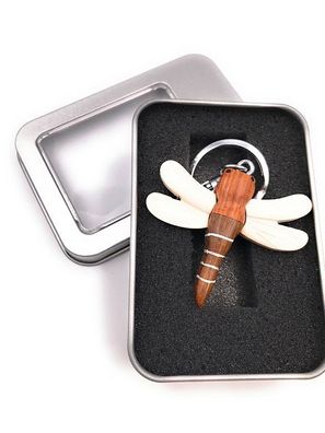 Schlüsselanhänger Holz Libelle Insekt Tier Fliege Anhänger in Geschenkbox