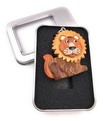 Schlüsselanhänger Holz Löwe König der Tiere Raubtier Raubkatze Geschenkbox