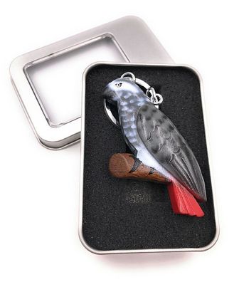 Schlüsselanhänger Holz Papagei Nymphensittich schwarz Sittich Vogel Geschenkbox
