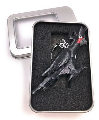 Schlüsselanhänger Holz Papagei Vogel Sittich Kakadu schwarz in Geschenkbox