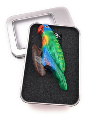 Schlüsselanhänger Holz Papagei Wellensittich bunt Sittich Vogel Geschenkbox