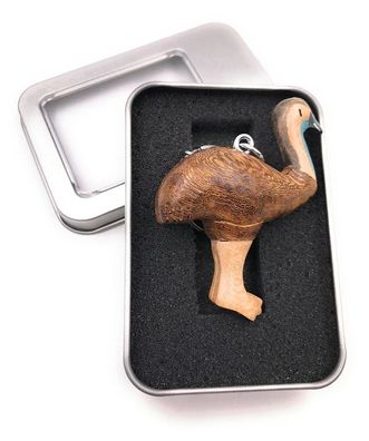 Schlüsselanhänger Holz Pfau Storch Flamingo Vogel Fassan Haushuhn in Geschenkbox