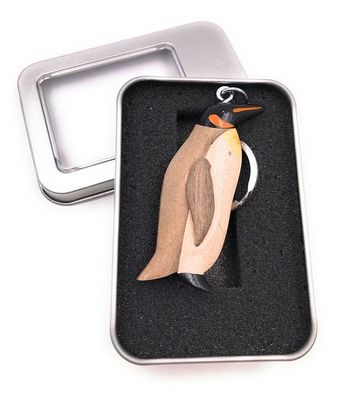 Schlüsselanhänger Holz Pinguin Königspinguin Vogel Antarktis in Geschenkbox