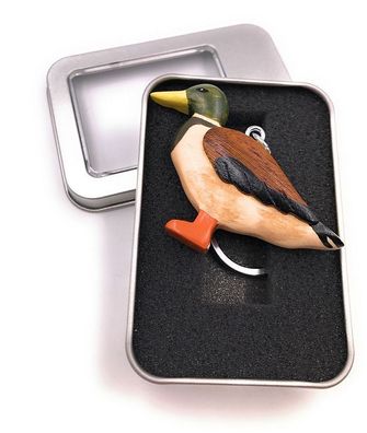 Schlüsselanhänger Holz Steockente Entenvogel Gänsevogel in Geschenkbox