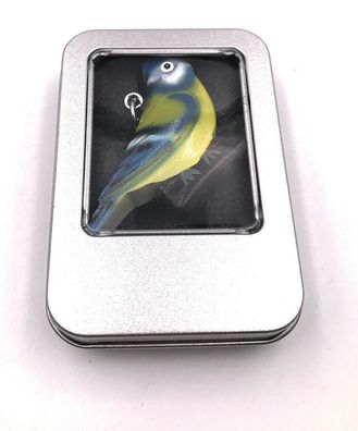 Schlüsselanhänger Holz Vogel Papagei Wellensittich blau grün Geschenkbox