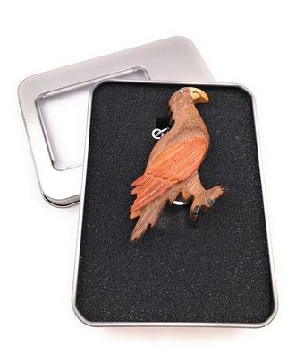 Schlüsselanhänger Holz Vogel Papagei Wellensittich braun Zuchtvogel Geschenkbox