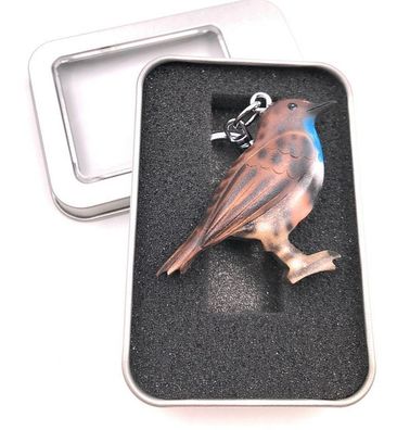 Schlüsselanhänger Holz Vogel Papagei Wellensittich bunter Bauch Geschenkbox