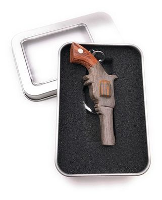 Schlüsselanhänger Holzpistole Gewehr Anhänger in Geschenkbox