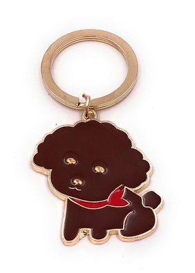 Schlüsselanhänger Hund Haustier Vierbeiner flauschig braun gold Anhänger Chain