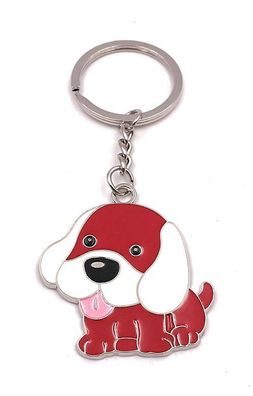 Schlüsselanhänger Hund Haustier Vierbeiner rot süss silber Anhänger Keychain