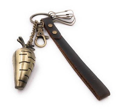Schlüsselanhänger Karotte Möhre Mohrrübe bronze Leder Anhänger Keychain