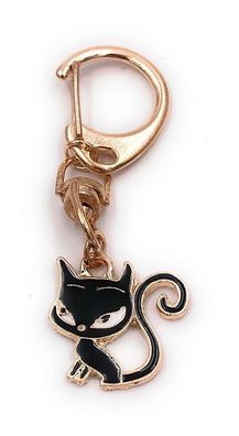 Schlüsselanhänger Katze schwarz Haustier Kater süss gold Anhänger Keychain