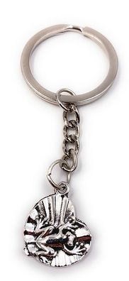 Schlüsselanhänger Keychain Silber Metall Frosch sitzend auf Seerose König See