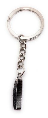 Schlüsselanhänger Keychain Silber Metall Haar Kamm Bürste Anhänger