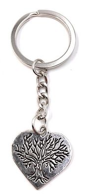Schlüsselanhänger Keychain Silber Metall Herz mit Baum des Lebens Liebe Anhänger
