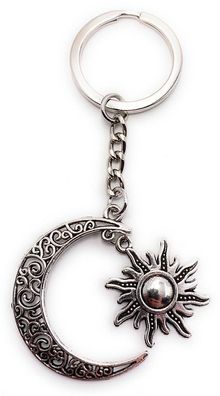 Schlüsselanhänger Keychain Silber Metall Mond Sonne Türkei Zeichen Flagge Symbol