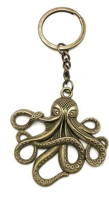 Schlüsselanhänger Krake Oktopus bronze Metall Anhänger Charm